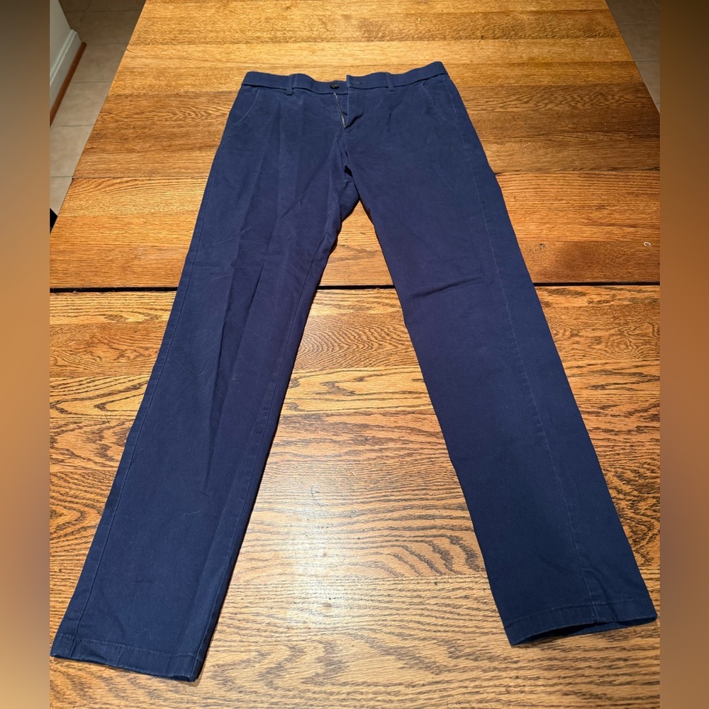 Slim Fit Navy Chinos (30x32) - Plaid & Plain